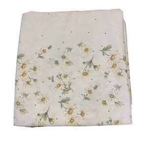 Martha Stewart  60"X 118" Daisy Floral Polka Dot Tablecloth  Green Cotton Blend